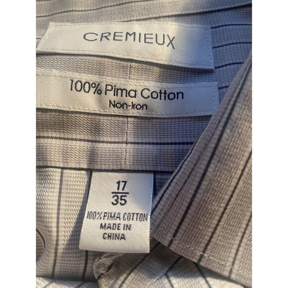 Cremieux Mens Shirt Button 100% Prima Cotton Long Sleeve 17/35 Large - Picture 9 of 9